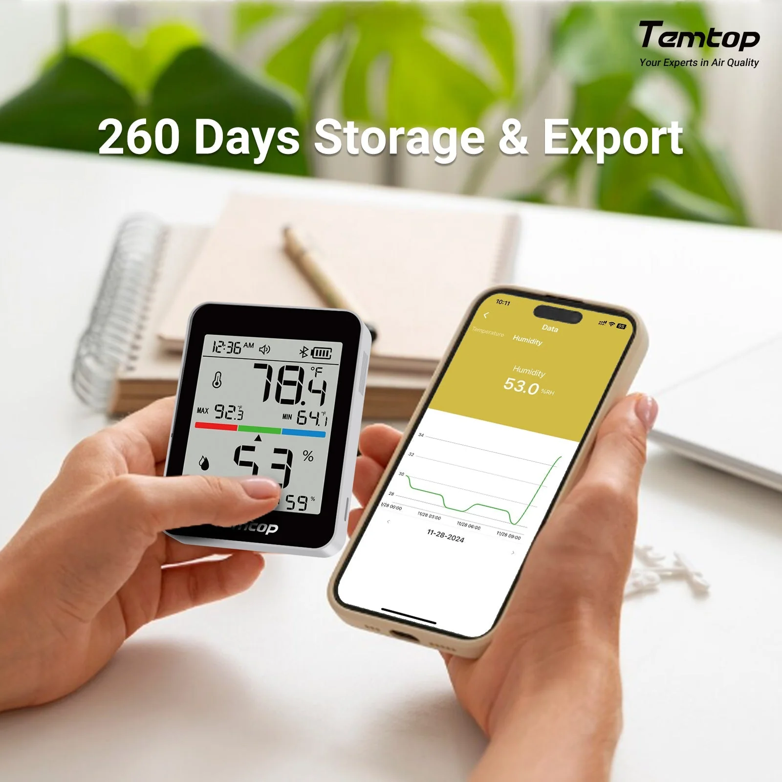 Temtop T1 Bluetooth Indoor Thermometer and Hygrometer, Room Temperature Humidity Monitor - Image 8